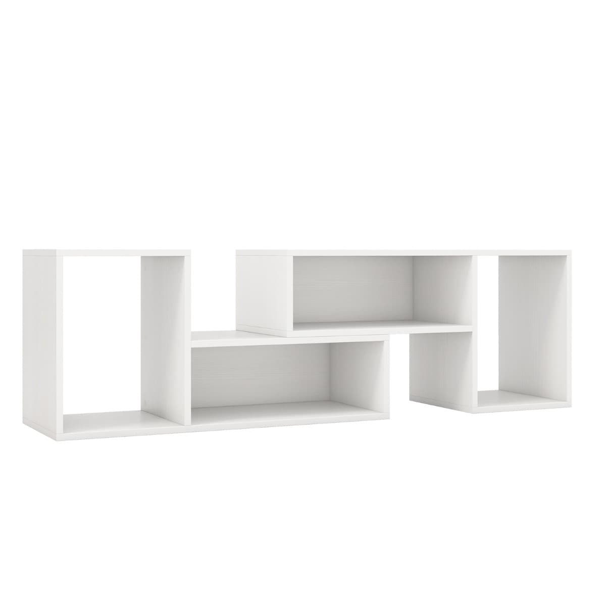 CostwayMeuble TV Console 2 Pièces Centre de Divertissement Minimaliste pour TV de 50 55 60 Pouces avec Étagères Modulables et Ouvertes Blanc